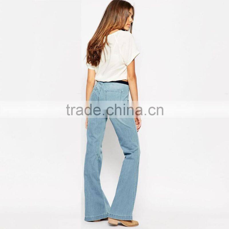 denim fashion custom loose wide-legged jeans new designs photos