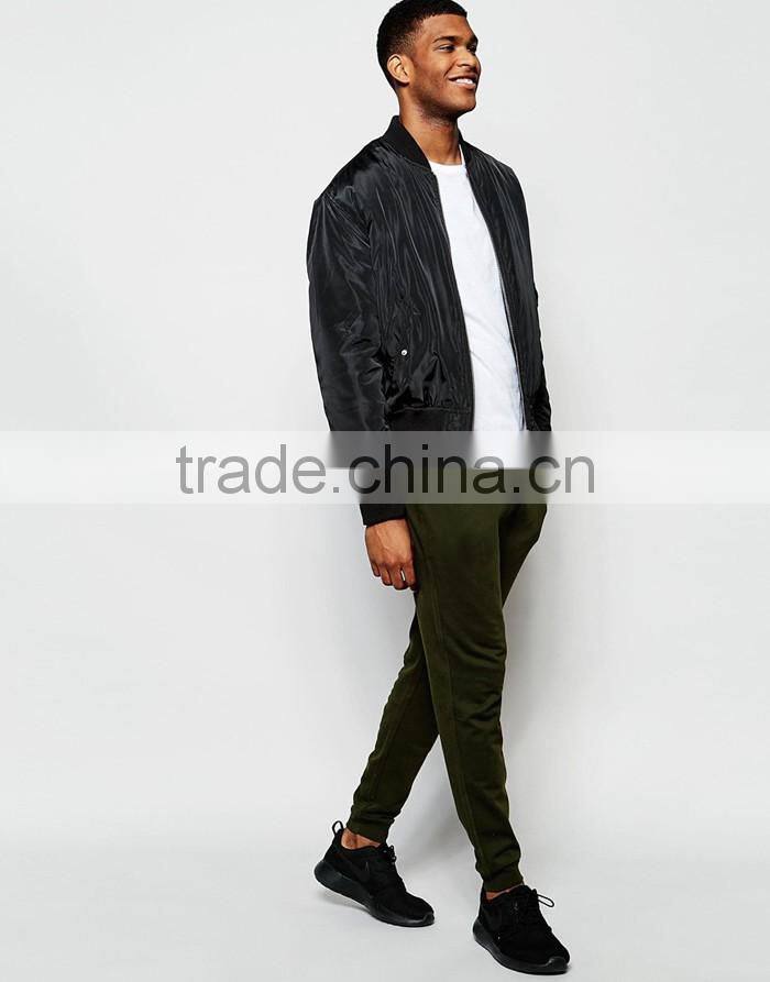 Soft touch wholesale blank jogger pants in dark khaki for men