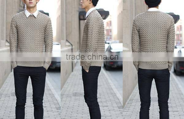 Crew neck 3D pattern fashion sweater for men