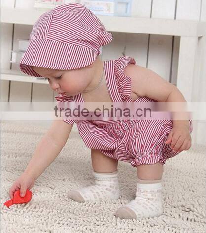 custom high quality baby clothes romper summer striped shoulder adjustable baby girl romper