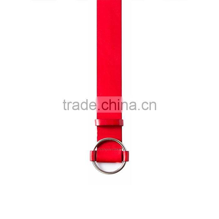 High Quality Italian Cattle Hide Belt Big Ring Alloy Buckle Belt for Women