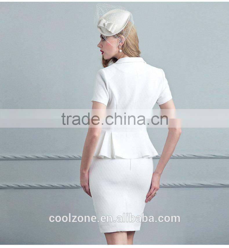 Women summer two pieces short sleeve blazer and skirt set women office business suit