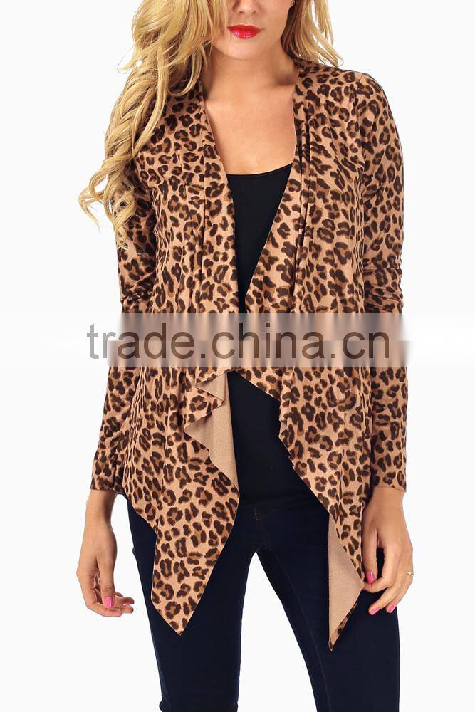 MOCHA BLACK ANIMAL PRINT SUEDE MATERNITY CARDIGAN WHOLESALE MATERNITY CLOTHES CHINA