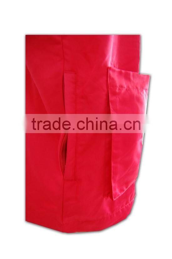 ISO 9001 Audit factory 100% polyester zip up red fitted safety vest