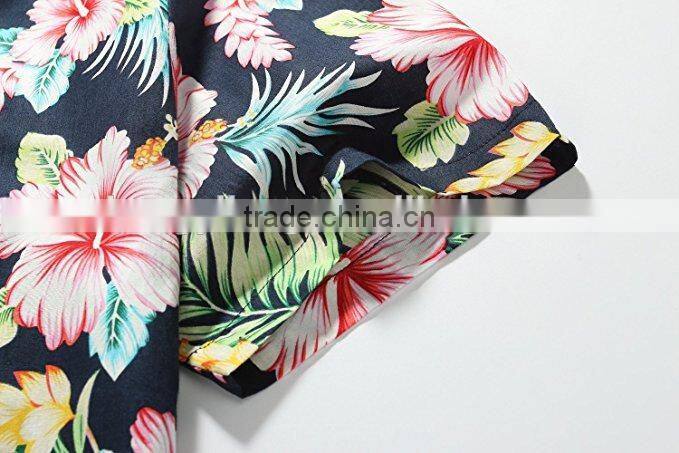 Men's Flower Casual Button Down Short Sleeve Shirt