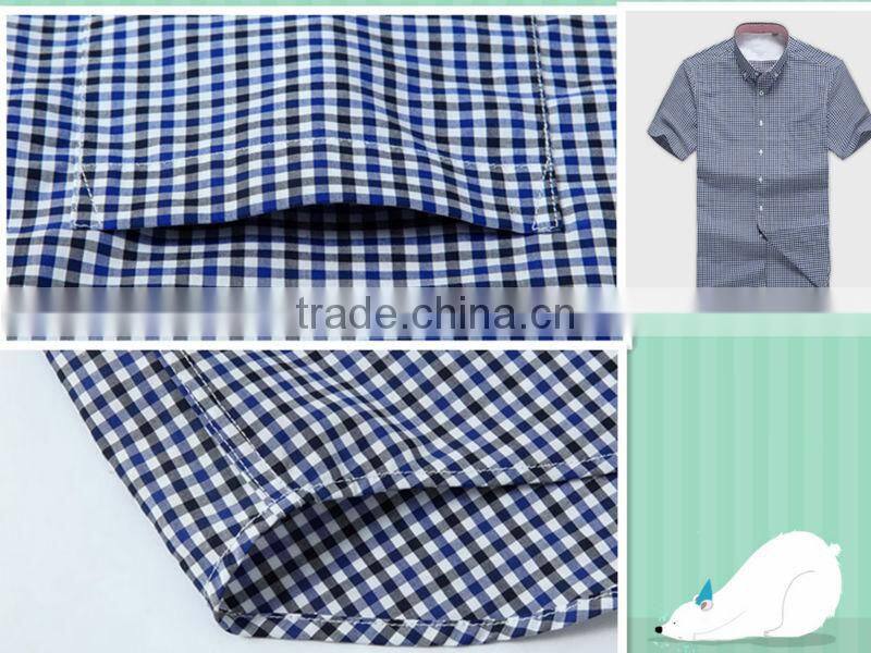 custom style cotton no pocket short sleeve plaids & check men shirt