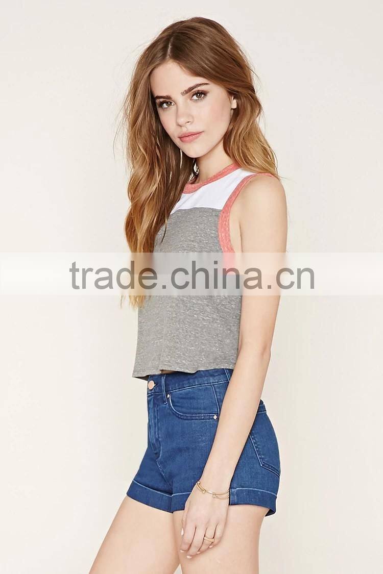 2016 guangzhou shandao oem service summer new design casual knit patchwork sleeveless ladies tops images