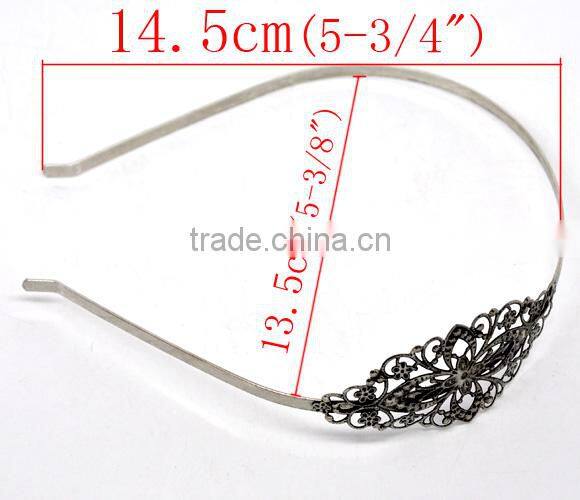 Wholesale Silver Tone Flower Headbands Hair Band 4.7mm wide