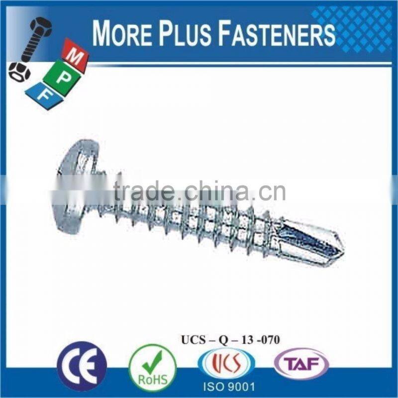 Made in Taiwan Pan Head Phillips Recess Stainless Steel Zinc Plated Zinc Finish Self Drilling Screw