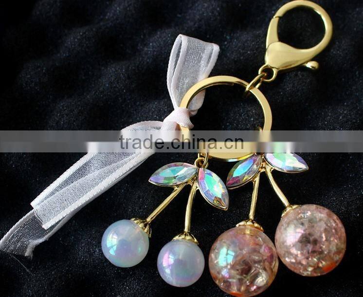 Promotional Gifts,Keychain,Key Chain,Glass Bead Cherry Carabiner Key Rings