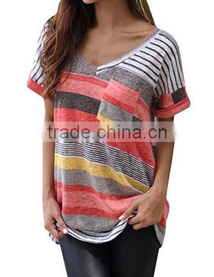 Women's V-neck Casual Short Sleeve T-shirt Blouse Tees Tops