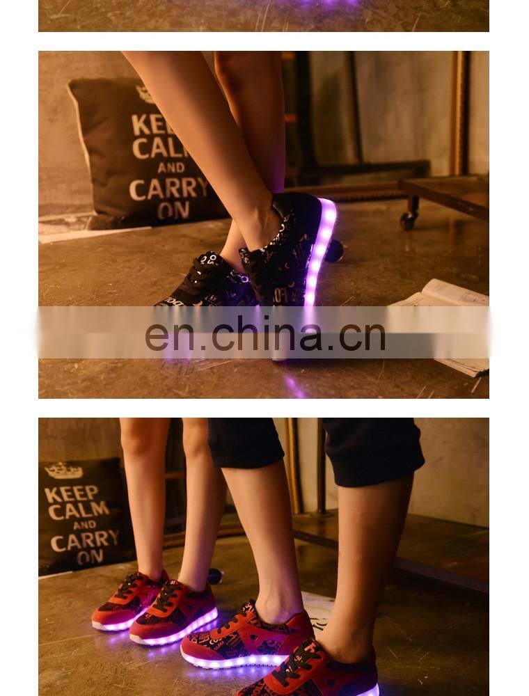 Wholesale Hot New Fashion Rechargeable OEM PU leather light shoes sneakers LED Shoes men women footwear