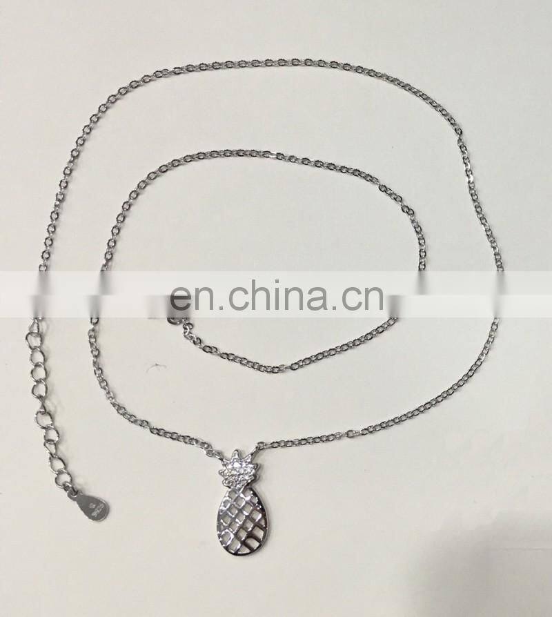 Fashion Delicate Hollow Micro Pave Diamond Pineapple Pendant Gold Plated Fruit Necklace Stylish 925 Sterling Silver Jewelry