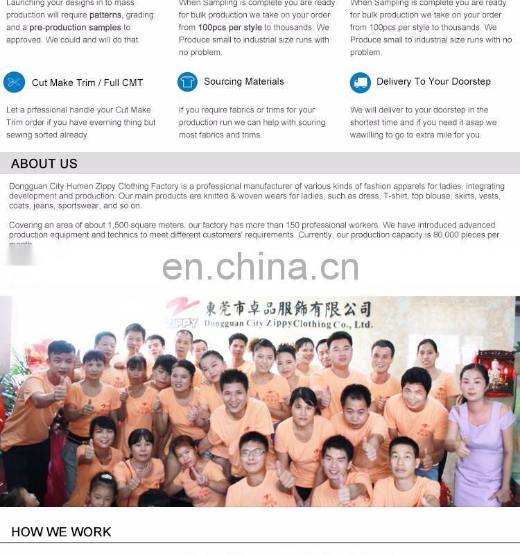 Stripe necking printed women apparel Dongguan Garment Manufacturer