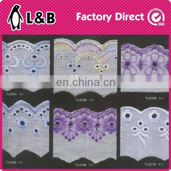 White Embroidery lace cotton trimming
