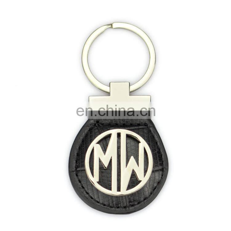 fashionable patterns custom logo leather with metal key chain