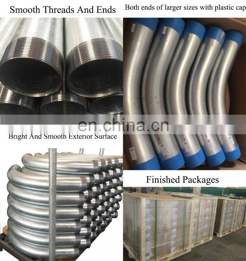 Green and sustainable hot dip galvanized rigid elbows steel pipe tubing bends ERW fittings with ANSI standard UL6 listed