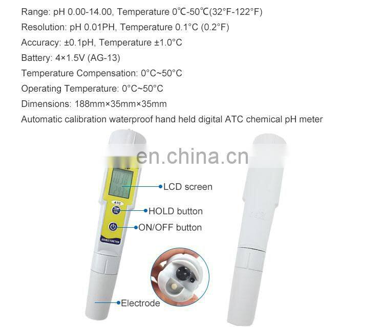 pen type pocket ph meter waterproof testing water quality