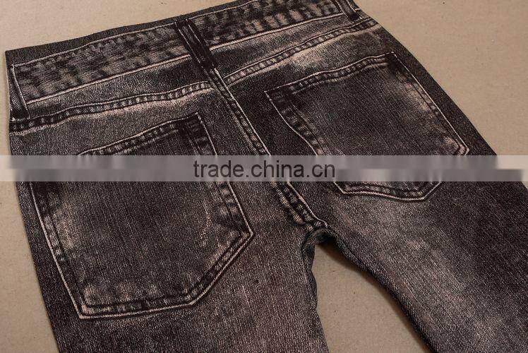 OEM Good Quality Breathable Women Fake Jeans Legging Pants for Women