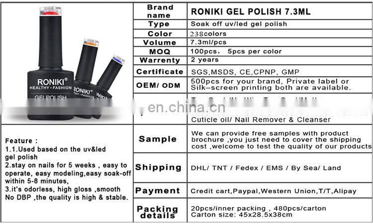 RONIKI Custom Best price Private Label Colors UV Soak Off Nail Gel Polish