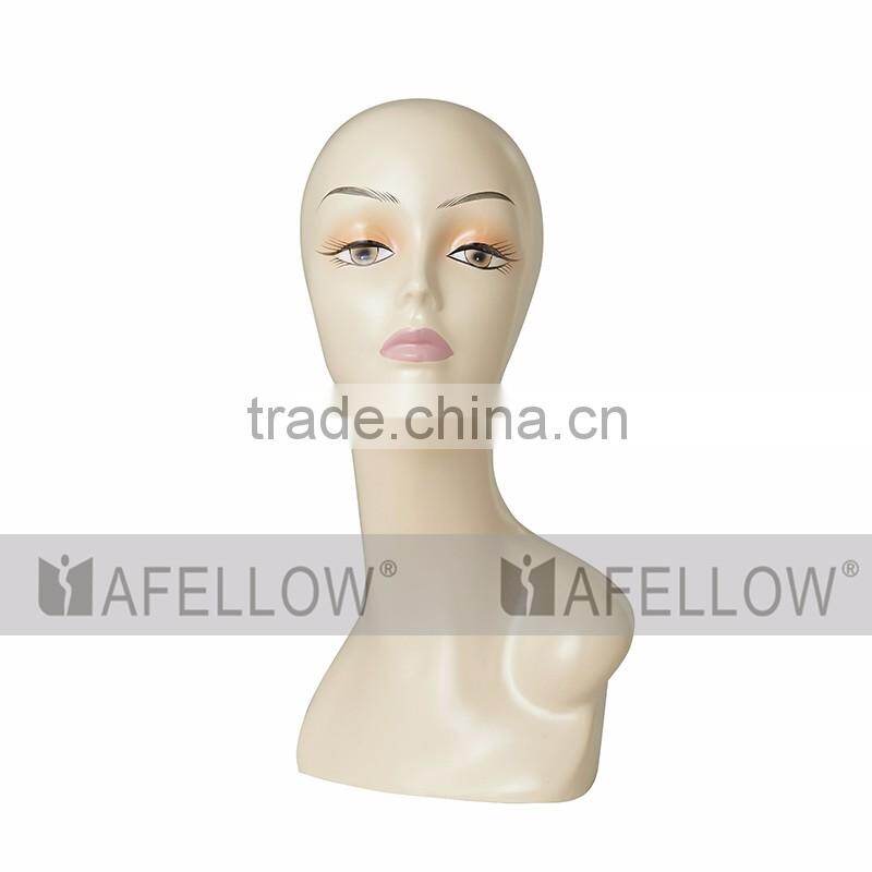 Cheap head mannequin female realist display hair mannequin H1099