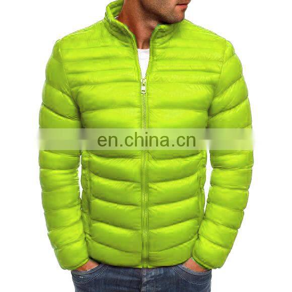 2021 winter new men's pure color simple stand-up collar cotton-padded clothes fashion men's casual cotton-padded clothes