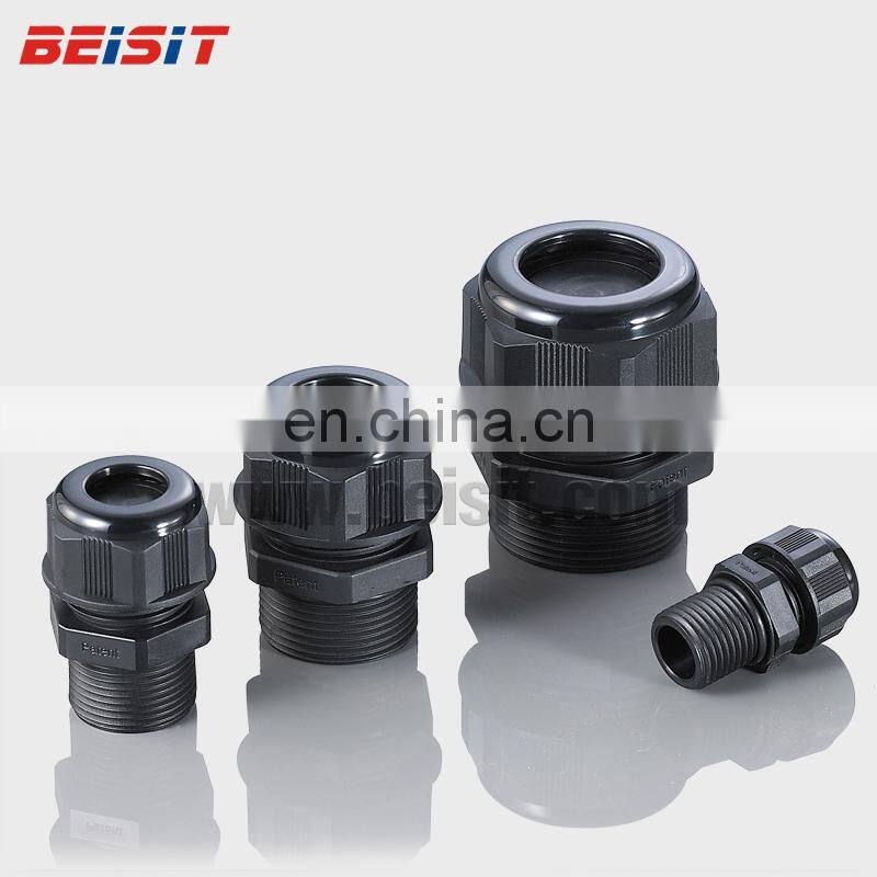 China Manufacturer Beisit Nylon Liquid Tight Cable Gland Connector Cord Grips Metric Long Thread Type