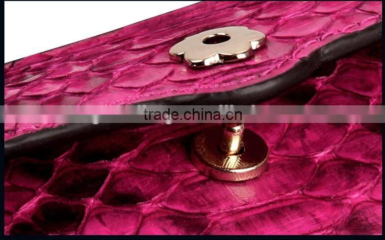 short style color rare python skin leather wallet smart multifunction card holder two folder purse for women