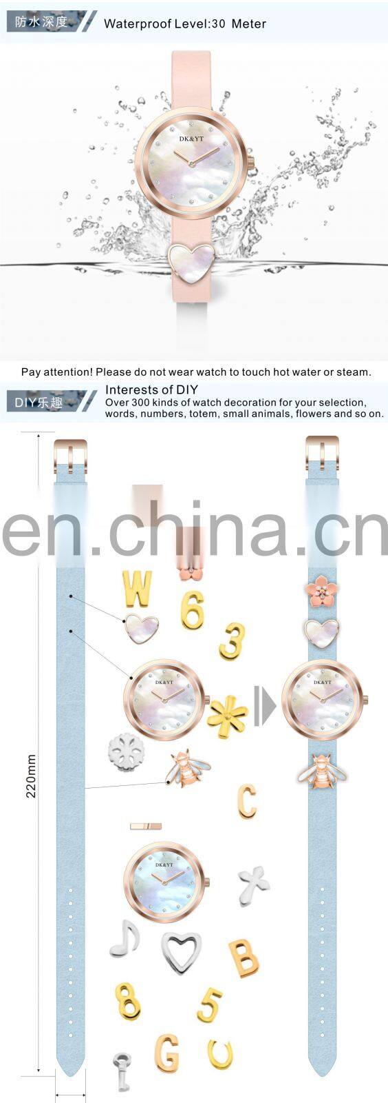 Wholesale Blue Soft Silicon Strap MOP Dial Girl Watches Luxury Charms Women Watch Custom Logo