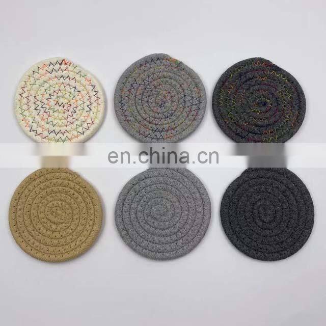 Amazon Heat-Resistant Woven Cotton Rope Cup Coaster Absorbent Braided Coasters For Drinks