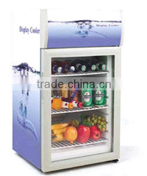 Compressor Cooling Display Fridge with Display Light on top, Glass door Display Showcase for Commecial use