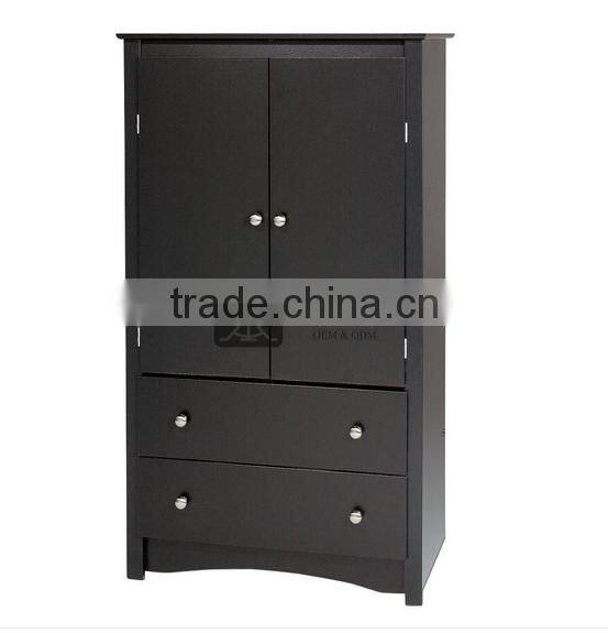 WD-055 Black Bedroom Wall Laminate Wooden Wardrobe Design
