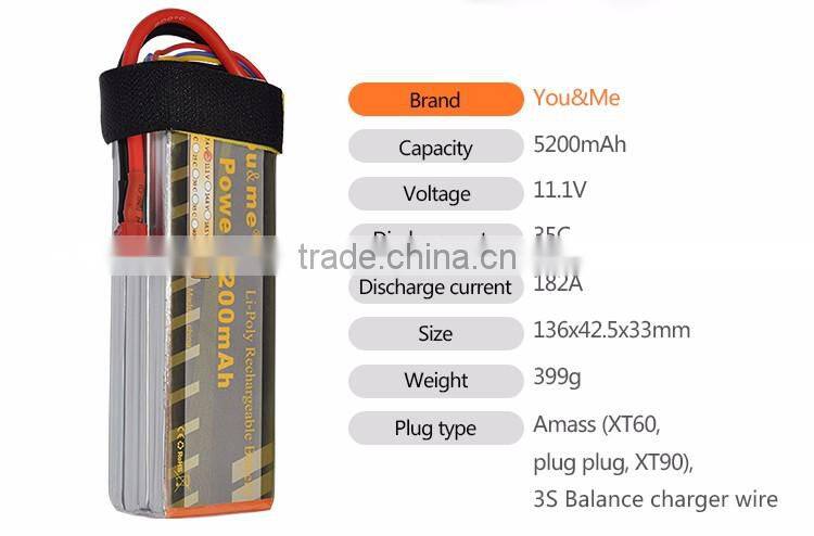 RC tools polymer rechargeable lithium battery 5200mah 14.8V