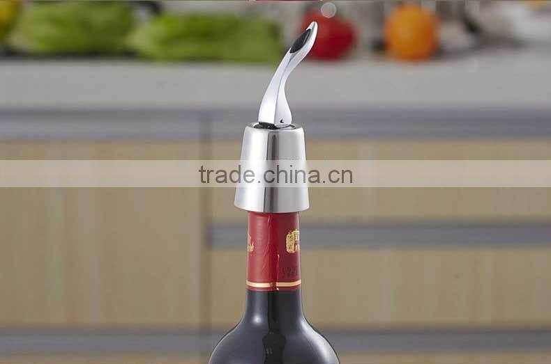 Stainless steel vacuum extraction fresh red wine cork stopper silicone wine bottler stopper with handle champine stopper