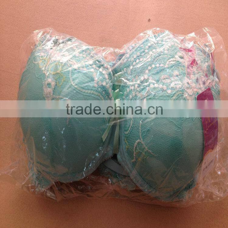 1.05USD High Quality Large Size Transparent Embroidered Sexy Girl Panty Bra,4Colors/ 36-40 B Cup(kctz014)