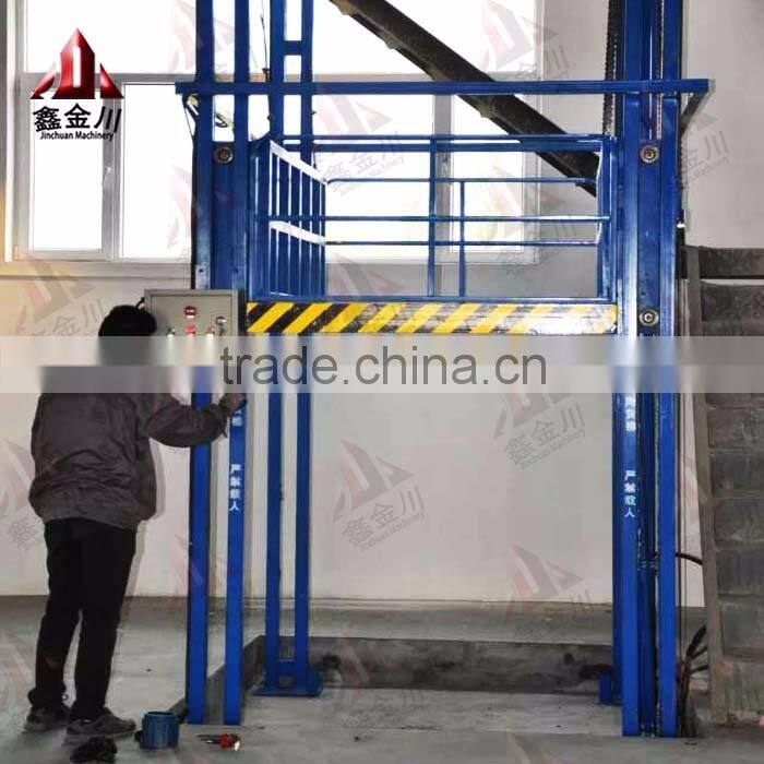 Vertical hydraulic guide rail freight elevator lift /vertical guide rail elevators hydraulic warehouse cargo lift