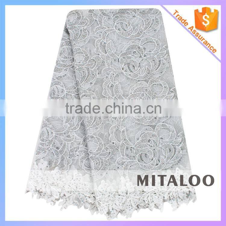 Mitaloo MFL1116 Good Designs Lace With Stones Lace Fabric Net Swiss Lace Fabric