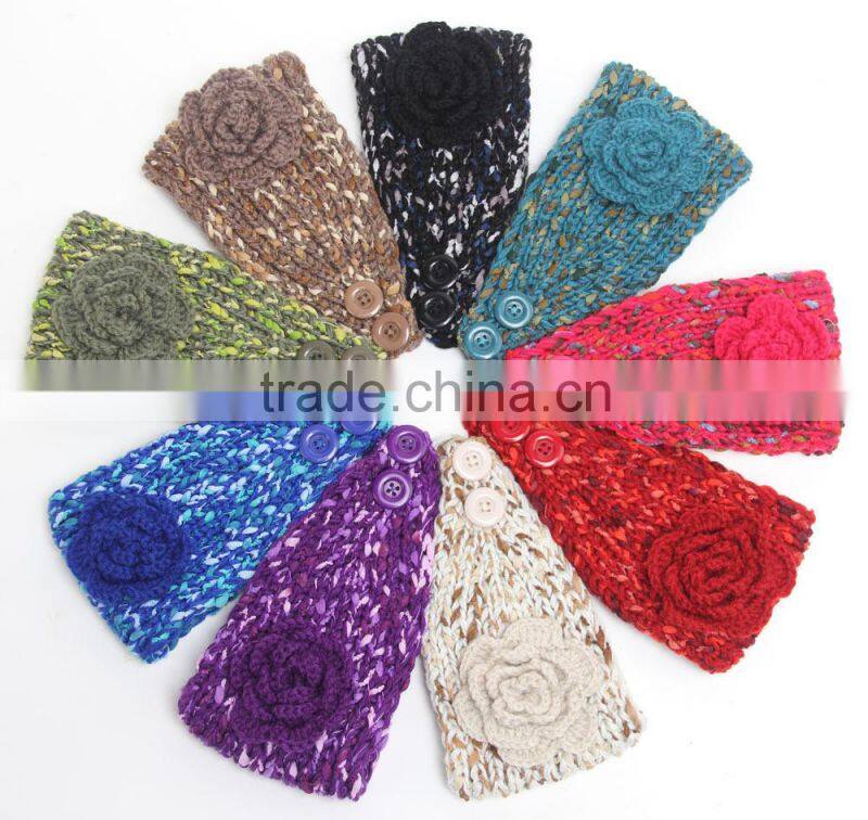 2015 New Patterns Fashion Women Ladies Flower Knitted Head Band