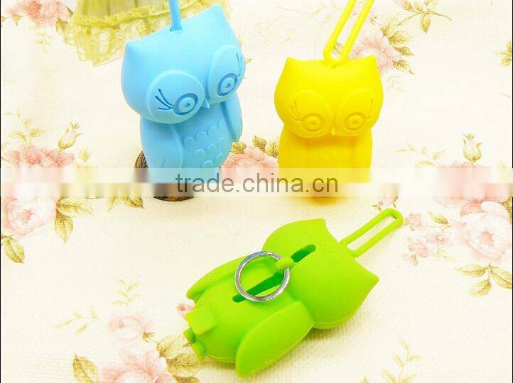 2015 Fashional silicone owl shaped key holder