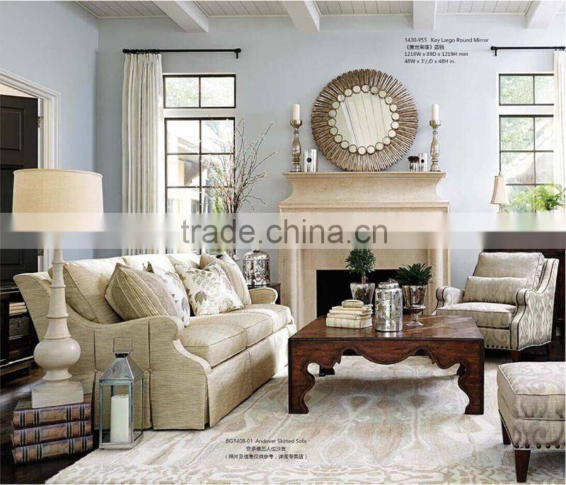 Modern American country style living set sectional skirted fabric sofa ottoman