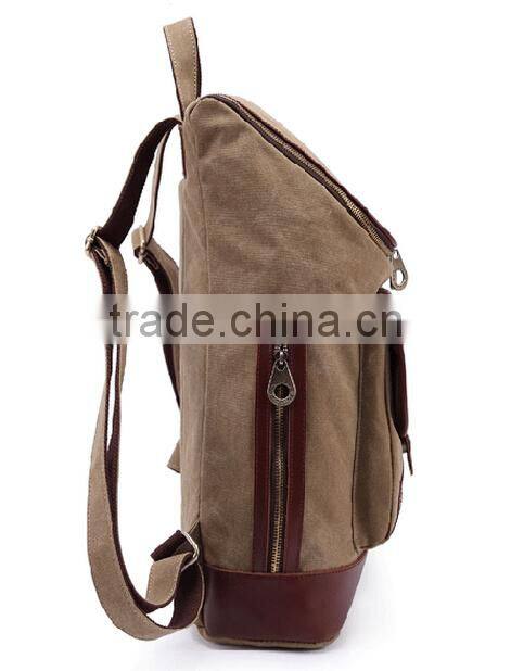 High Quality Brown Canvas Teens Double Shoulder Backpack for Travel