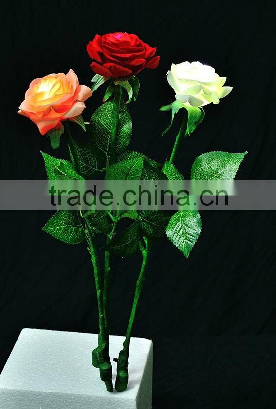 New Single Multi Color Handmade LED PU Flowers Valentine's Rose Flower Light