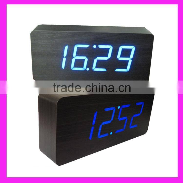 Multi-function digital wooden table clock