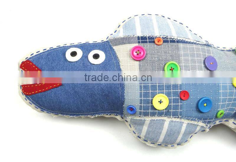Sewed by hand stitch fish decorative chair cushion