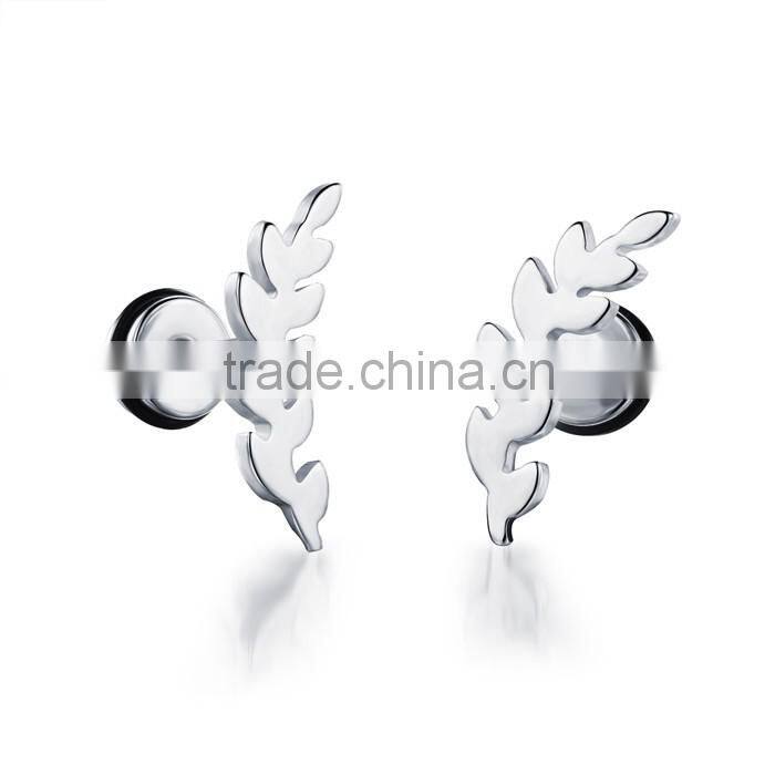 fashion hot sale wholesale design 2016 stainless steel leaf earring