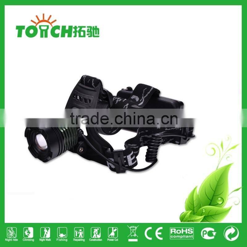 Rechargeable LED Head lamp high quality focus zoom 3 modes headlight