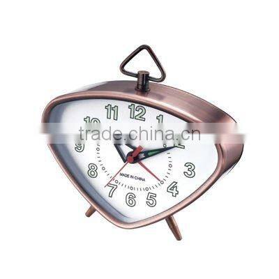 Triangle metal case mechanical alarm clock, decorative clock, table clock