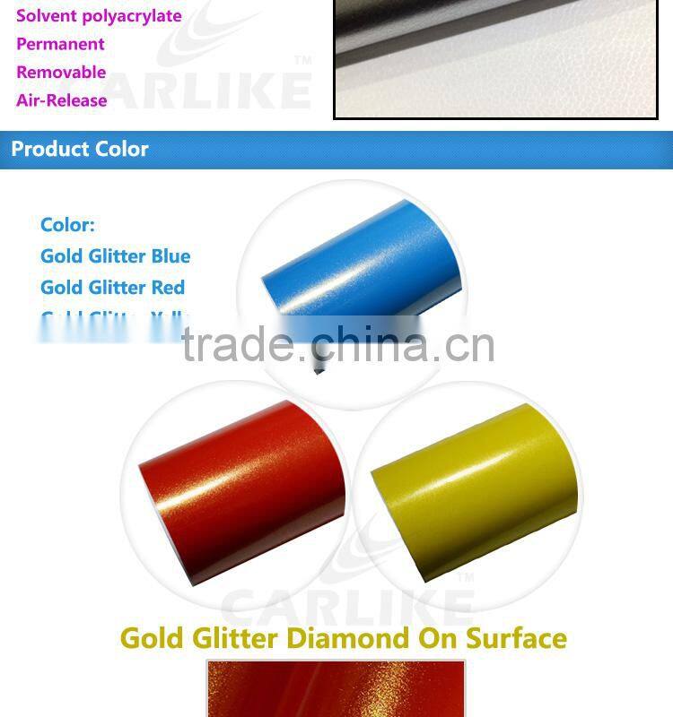 Factory Price Yellow Colored Glitter Sanding Vinyl Car Wrap Sticker