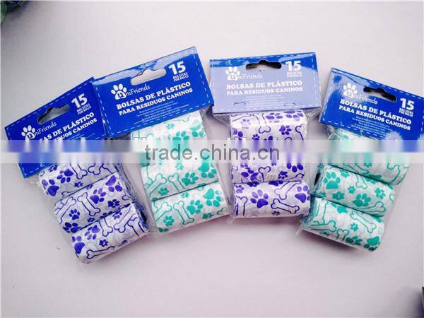 Flower printed Top selling HDPE dog poop waste bags