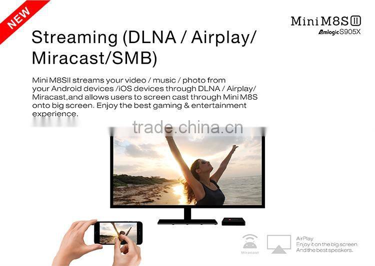 2016 The Latest S905X quad core android 6.0 marshmallow tv box mini m8s II 2G RAM 8G ROM